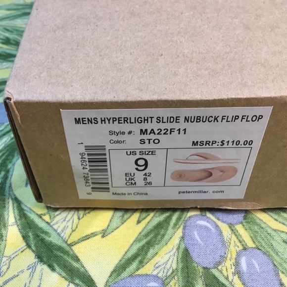 Mens Hyperlight Slide Nubuck Flip Flop MA22F11, Peter Millar, Stone, Size 9,New - Picture 9 of 9